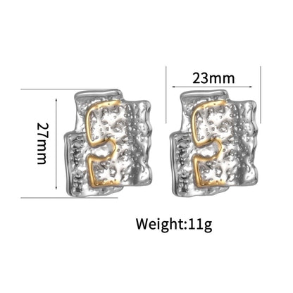 1 Pair IG Style Artistic Geometric Color Block Plating Titanium Steel 18K Gold Plated Ear Studs