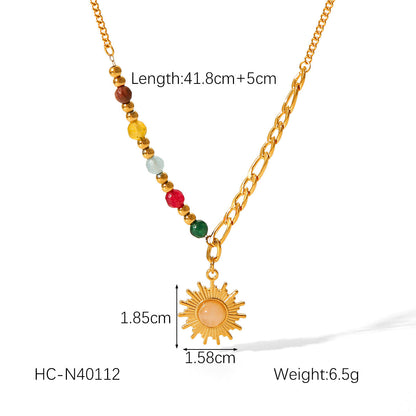 IG Style Sun Geometric Stainless Steel Electroplating Necklaces