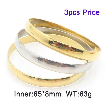 Minimalist Round Stainless Steel 18K Gold Plated Bangle In Bulk
