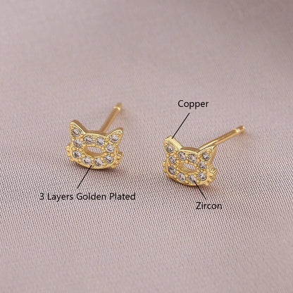 1 Pair IG Style Elegant Minimalist Letter Heart Shape Bicycle Plating Inlay Copper Zircon 18K Gold Plated Ear Studs