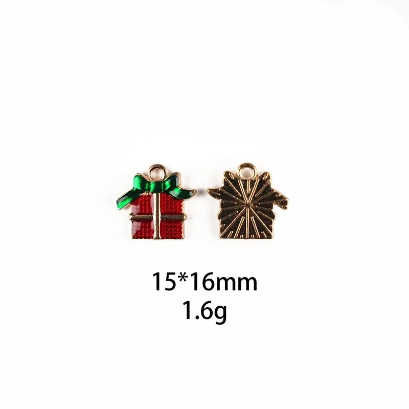10 PCS/Package Zinc Alloy Christmas Hat Christmas Tree Santa Claus Pendant Jewelry Accessories