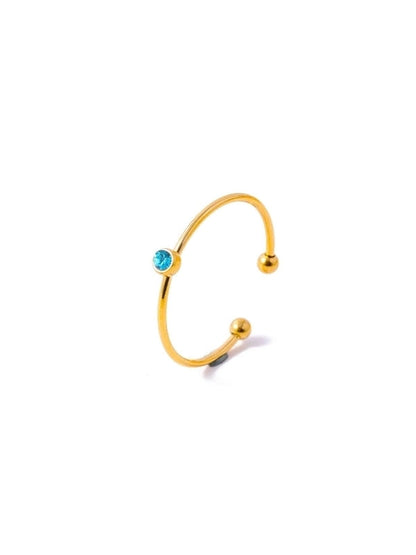 Casual Minimalist Round 304 Stainless Steel Zircon Inlay Open Rings