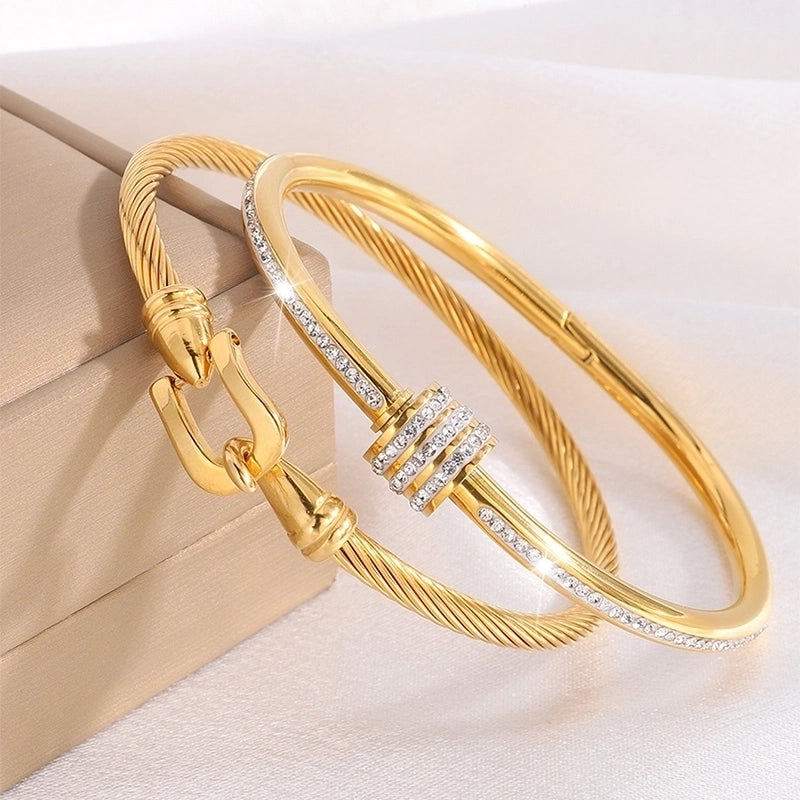 Elegant Minimalist Classic Style Geometric 304 Stainless Steel Bangle In Bulk