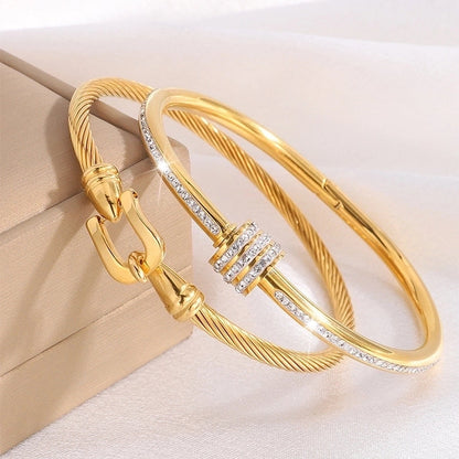 Elegant Minimalist Classic Style Geometric 304 Stainless Steel Bangle In Bulk