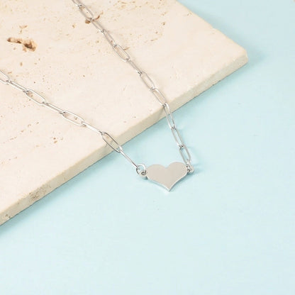 Minimalist Heart Shape 304 Stainless Steel Plating Pendant Necklace