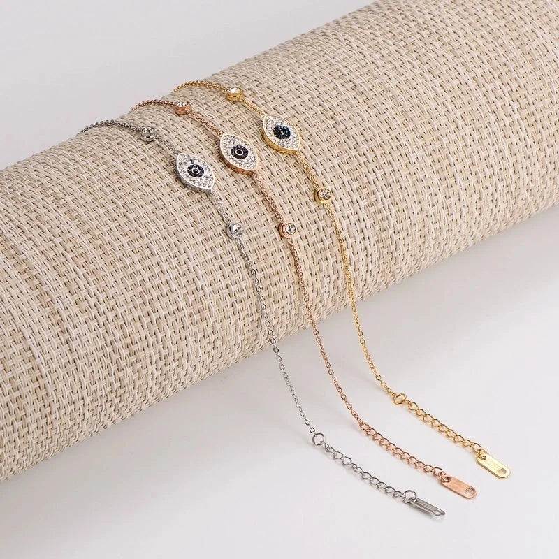 Casual Minimalist Eye 304 Stainless Steel Zircon Bracelets In Bulk