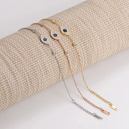 Casual Minimalist Eye 304 Stainless Steel Zircon Bracelets In Bulk