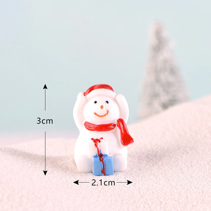 Christmas Snowman Micro Landscape Snow Basin Landscaping Small Ornaments Santa Claus Keychain Pendant Resin Gift