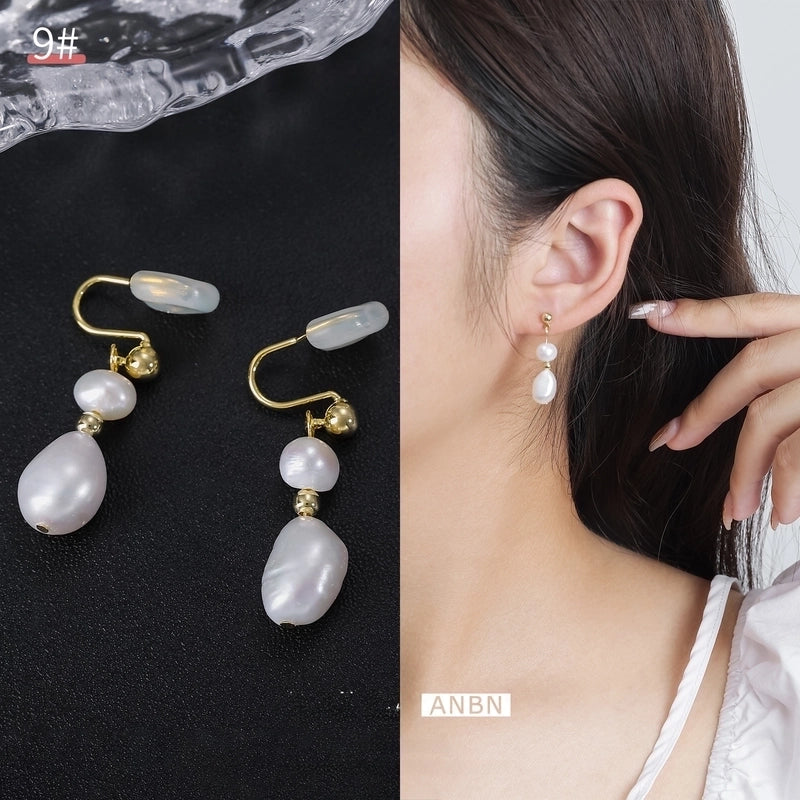 Mosquito Incense Plate Ear Clip Women's Ear Holes Exquisite Pearl Earrings Advanced Hong Kong Style Retro Niche Light Luxury Earrings