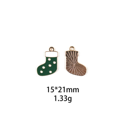 10 PCS/Package Zinc Alloy Christmas Hat Christmas Socks Pendant Jewelry Accessories