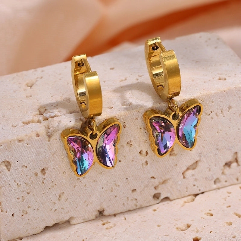 1 Pair Elegant Retro Classic Style Heart Shape Flower Butterfly 304 Stainless Steel Drop Earrings