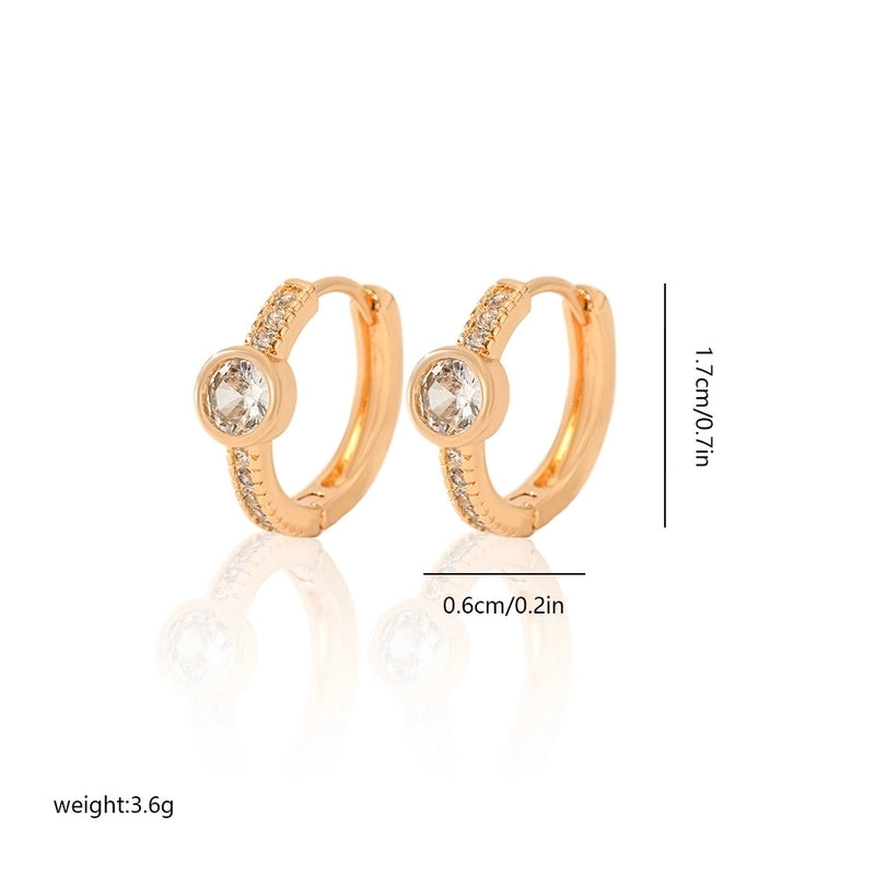 1 Pair Minimalist Solid Color Copper Zircon Earrings