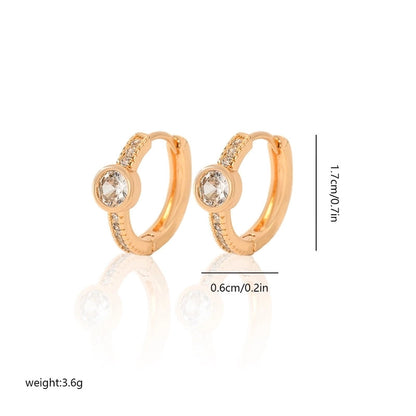 1 Pair Minimalist Solid Color Copper Zircon Earrings