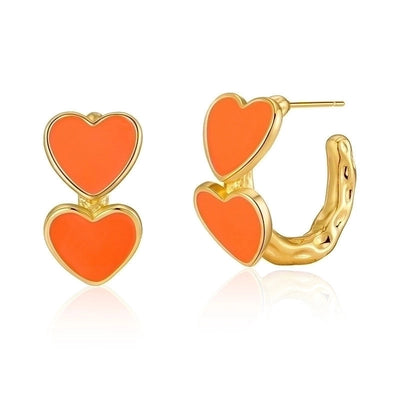 1 Pair Retro Sweet Triangle Devil\'s Eye Heart Shape Enamel Plating Inlay Copper Zircon 18k Gold Plated Ear Studs