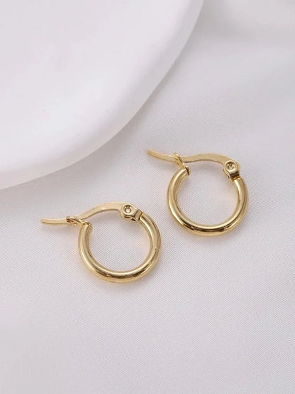 1 Pair Vintage Style Modern Style Minimalist Round Plating Titanium Steel 18K Gold Plated Hoop Earrings