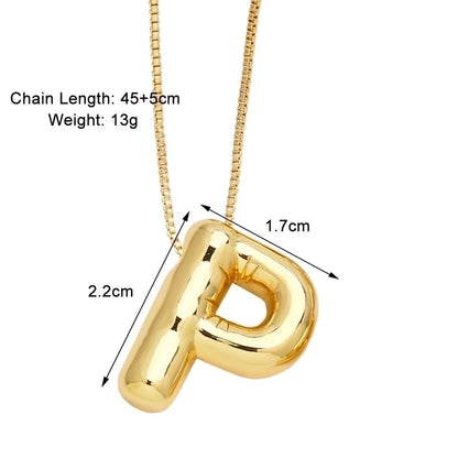 Minimalist Letter Copper Plating 18k Gold Plated Necklace Pendant