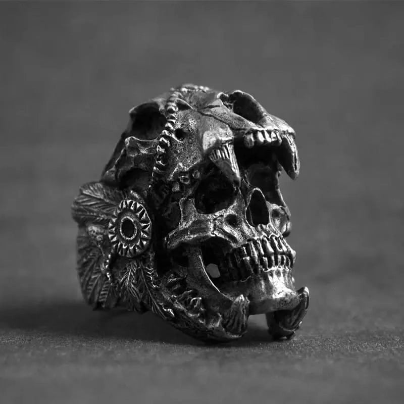 Retro Cool Style Snake Skull Alloy Plating Open Ring