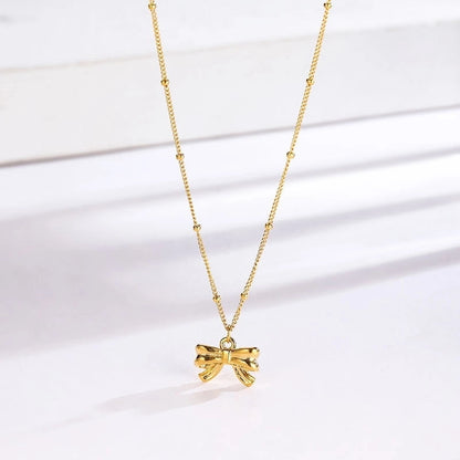 Elegant Sweet Streetwear Bow Knot Titanium Steel Plating Bracelets Earrings Necklace