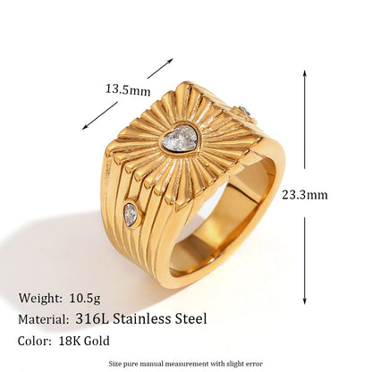 Fashion Niche Circle Geometric Stainless Steel 18K Gold Plated Rings