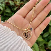 Minimalist Classic Style Letter Heart Shape Copper Zircon 18K Gold Plated Inlay Pendant Necklace