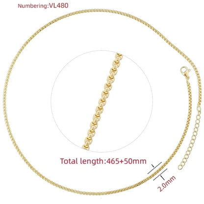 Hip-Hop Minimalist Solid Color Copper 18K Gold Plated Necklace