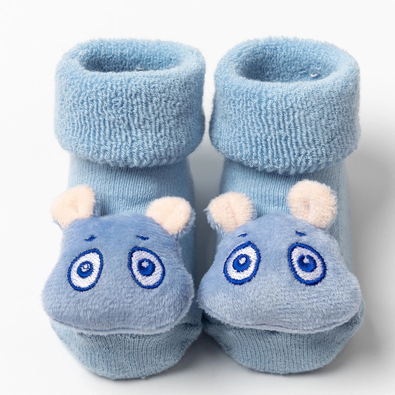 New Newborn Baby Socks Autumn And Winter A Cotton Red Terry Fleece-lined Thickened Non-slip Baby Christmas Floor Socks 1