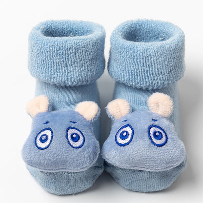 New Newborn Baby Socks Autumn And Winter A Cotton Red Terry Fleece-lined Thickened Non-slip Baby Christmas Floor Socks 1