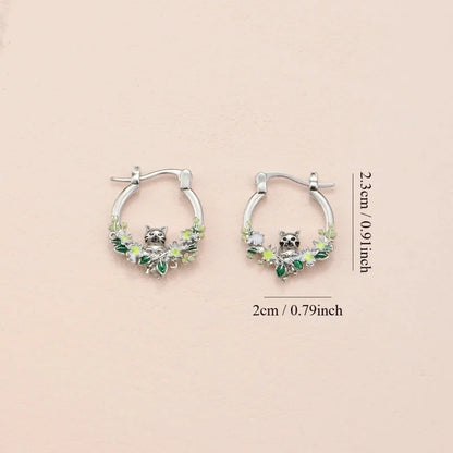 1 Pair Minimalist Classic Style Color Block Hummingbird Enamel Copper Earrings