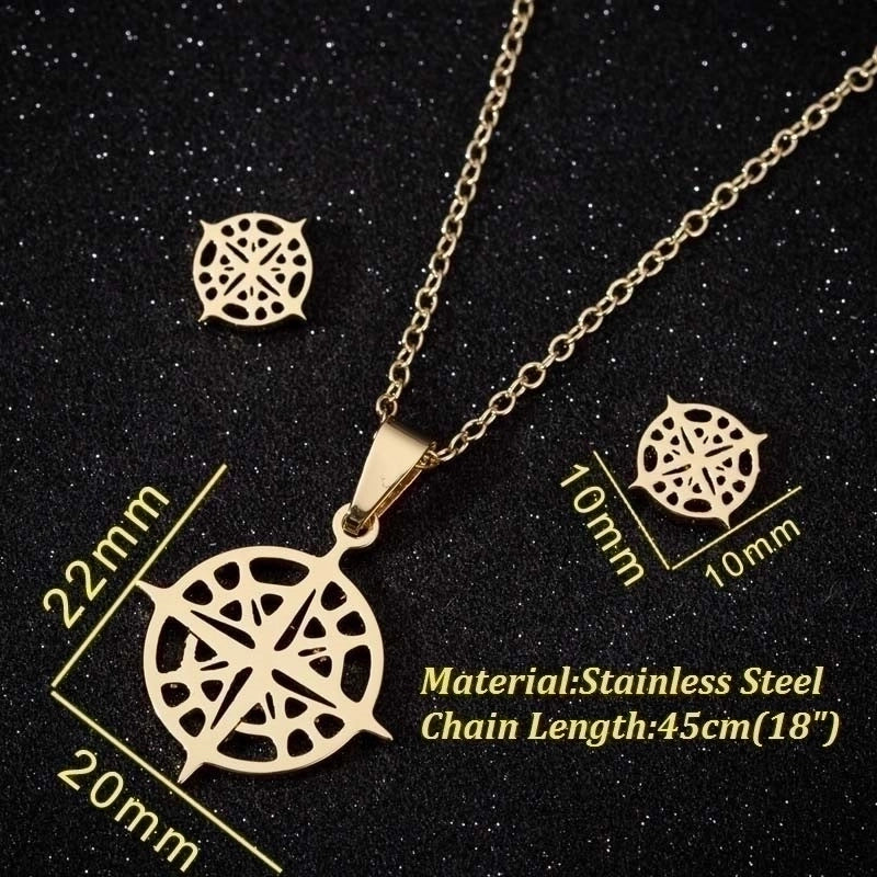 Minimalist Geometric Leaf Heart Shape Stainless Steel Plating Earrings Necklace 1 Set