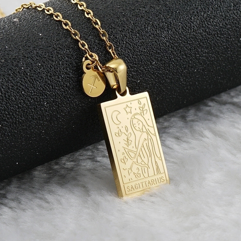 Fashion Square Constellation 304 Stainless Steel 18K Gold Plated Plating Stainless Steel Necklaces