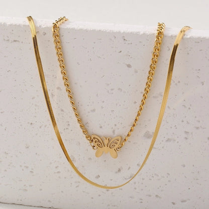 Glam Lady Solid Color 304 Stainless Steel Layered Necklaces