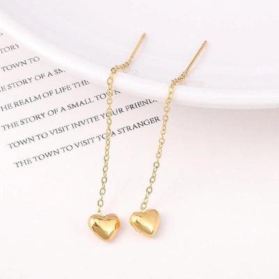1 Pair Sweet Letter Heart Shape Flower Plating Titanium Steel Ear Studs