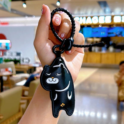 Cute Solid Color Pu Leather Women's Keychain