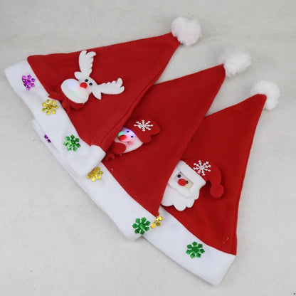 Creative Christmas Decorations Luminous Christmas Brushed Cloth Children's Hat Christmas Gift Cartoon Christmas Hat
