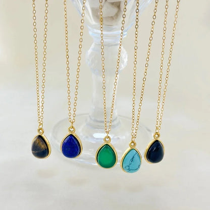 Retro Water Droplets 304 Stainless Steel Plating Pendant Necklace