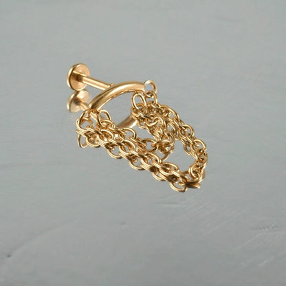 2 Pieces Lip Rings Casual Hawaiian Tropical Star Moon 304 Stainless Steel 18K Gold Plated Ear Cartilage Rings & Studs