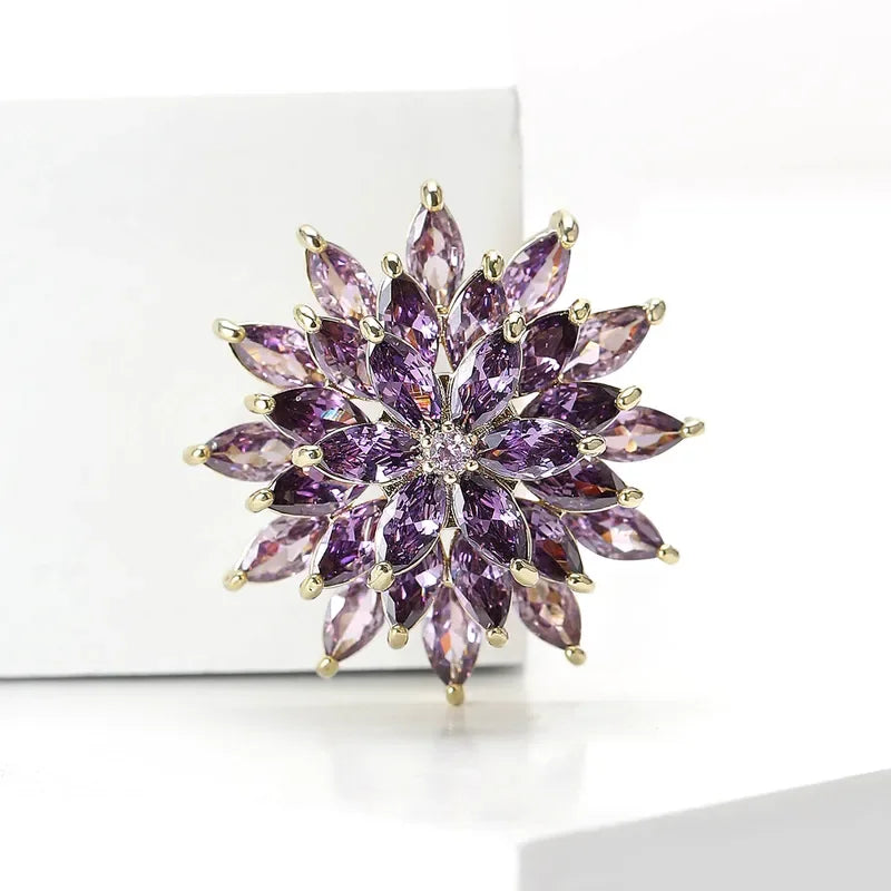 Shiny Pin Snowflake Copper Women's Brooches