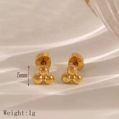 1 Pair IG Style Minimalist Commute Star Heart Shape Flower 304 Stainless Steel 14K Gold Plated Ear Studs