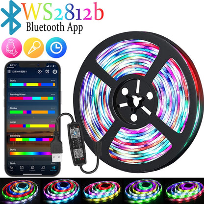 Led Strip Rgb Low Voltage Strip Ws2812b Horse Racing Breathing Flowing Water Desktop Atmosphere 5V Magic USB Light Bar