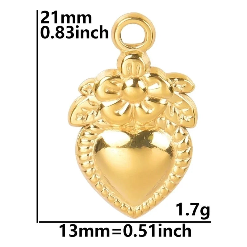 Casual Heart Shape Flower 304 Stainless Steel 18K Gold Plated Pendant Necklace Necklace Pendant
