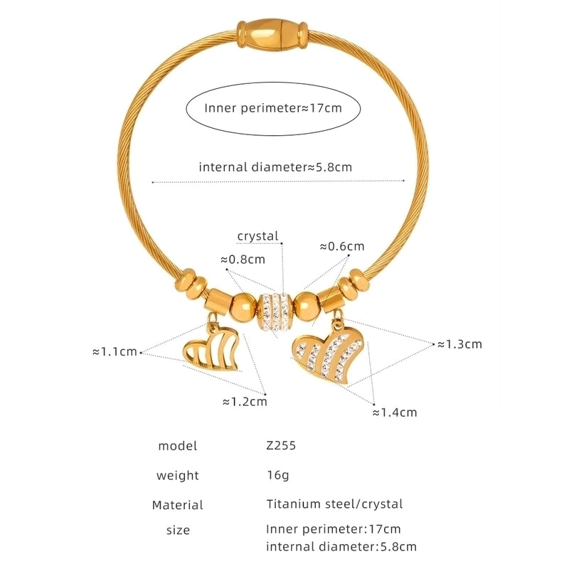 Casual Minimalist Star Heart Shape Butterfly Titanium Steel 18K Gold Plated Rhinestones Bangle In Bulk