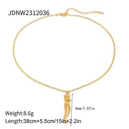 2 Pieces 304 Stainless Steel 18K Gold Plated Beach Minimalist Beaded Plating Starfish Shell Fish Tail Pendant Necklace