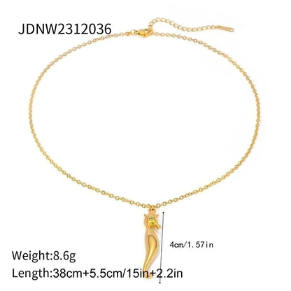 2 Pieces 304 Stainless Steel 18K Gold Plated Beach Minimalist Beaded Plating Starfish Shell Fish Tail Pendant Necklace