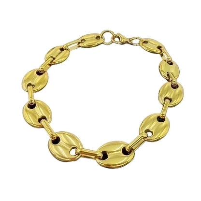 304 Stainless Steel 18K Gold Plated Streetwear Plating Solid Color Bracelets Necklace