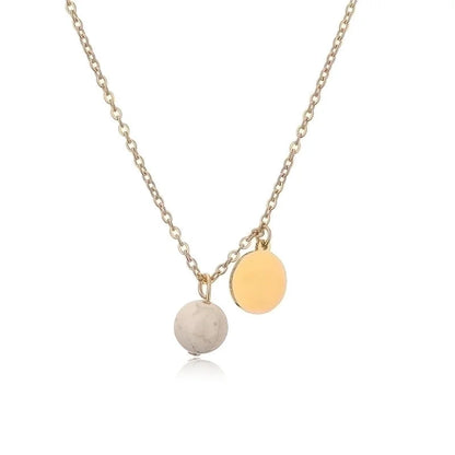 Punk Minimalist Round Natural Stone Pendant Necklace In Bulk