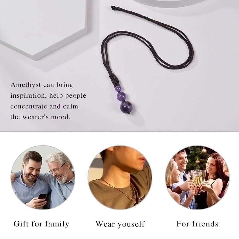 Minimalist Printing Natural Stone Pendant Necklace