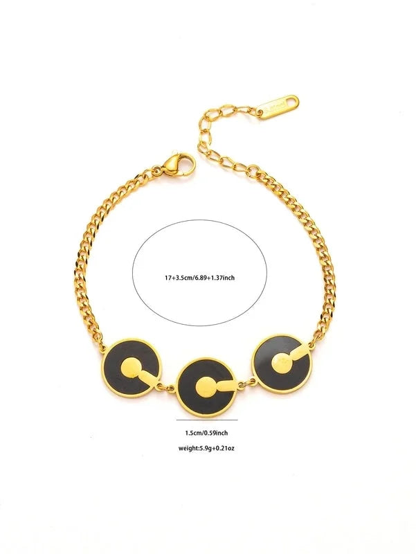 Minimalist Geometric Round Titanium Steel Fritillary Plating Inlay Bracelets Necklace