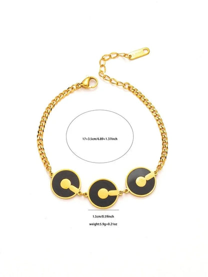 Minimalist Geometric Round Titanium Steel Fritillary Plating Inlay Bracelets Necklace