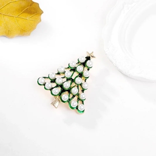 Minimalist Christmas Tree Alloy Inlay Pearl Women'S Brooches