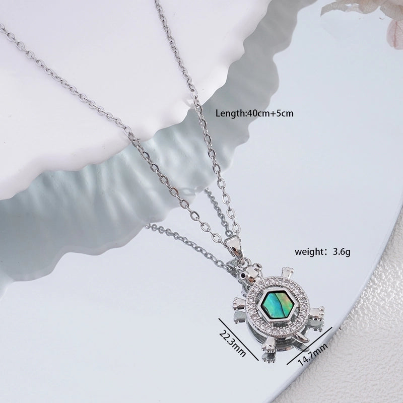 Popular Fashion Simple Copper Plating 18K Gold Colorful Oil Necklace Cute Turtle Pendant Necklace Female Jewelry